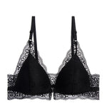 Front Closure Wireless Bralette Lace Floral Push Up Bra